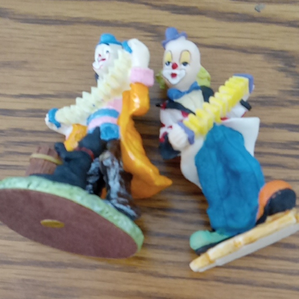 Clown Figurines Playing Small Accordians Set Of 2 Whimsical